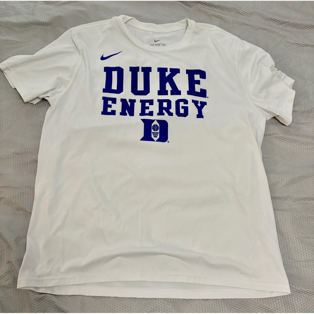 Duke Blue Devils Shirt Mens XL White NCAA Basketball Nike Dri Fit Energy Graphic